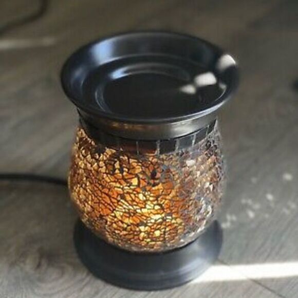 PARTYLITE Electric Scent Glow Warmer Amaretto Swirl mosaic glass design NIB - Picture 3 of 10